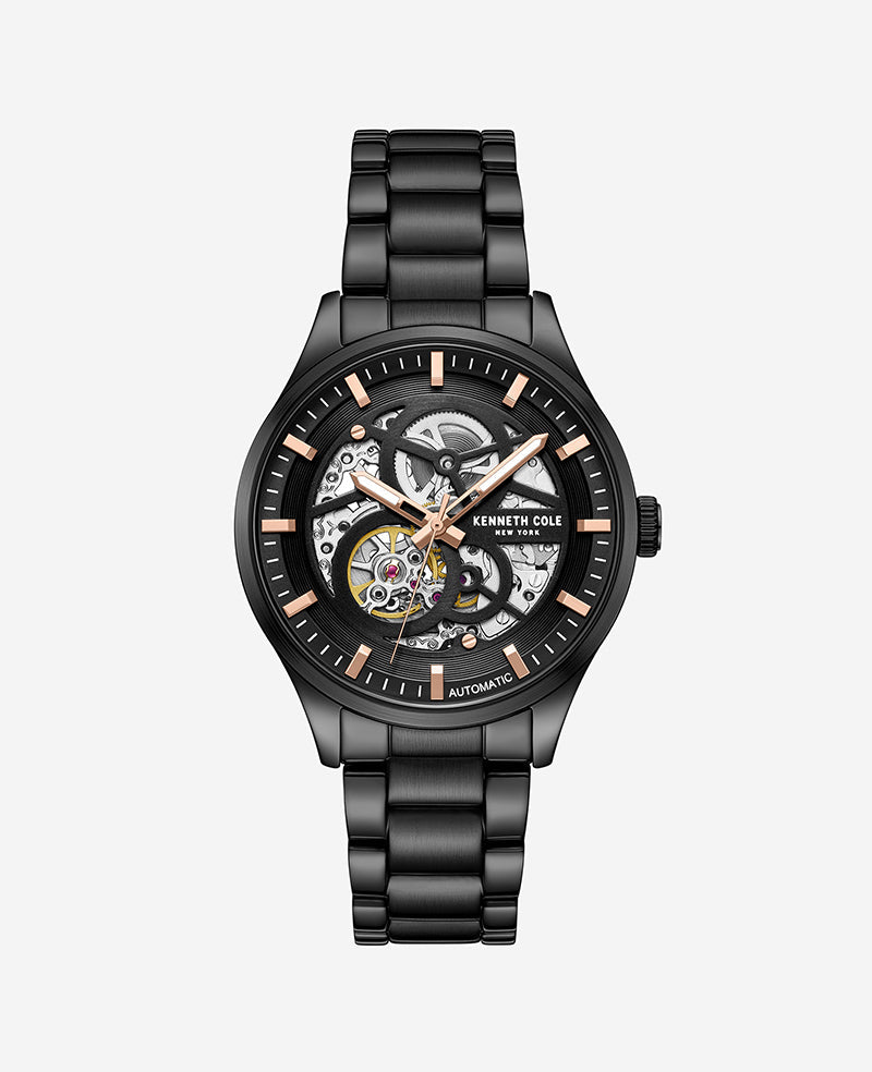 Skeleton Automatic Bracelet Watch Black