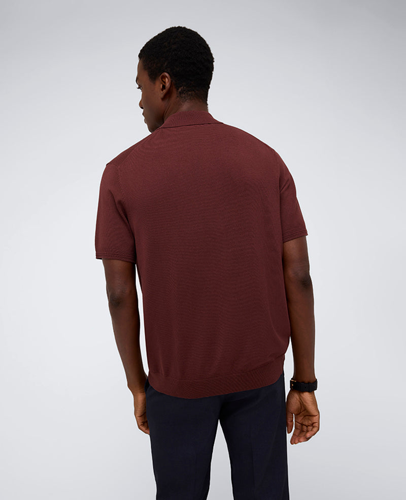Short Sleeve Polo Sweater Burgundy