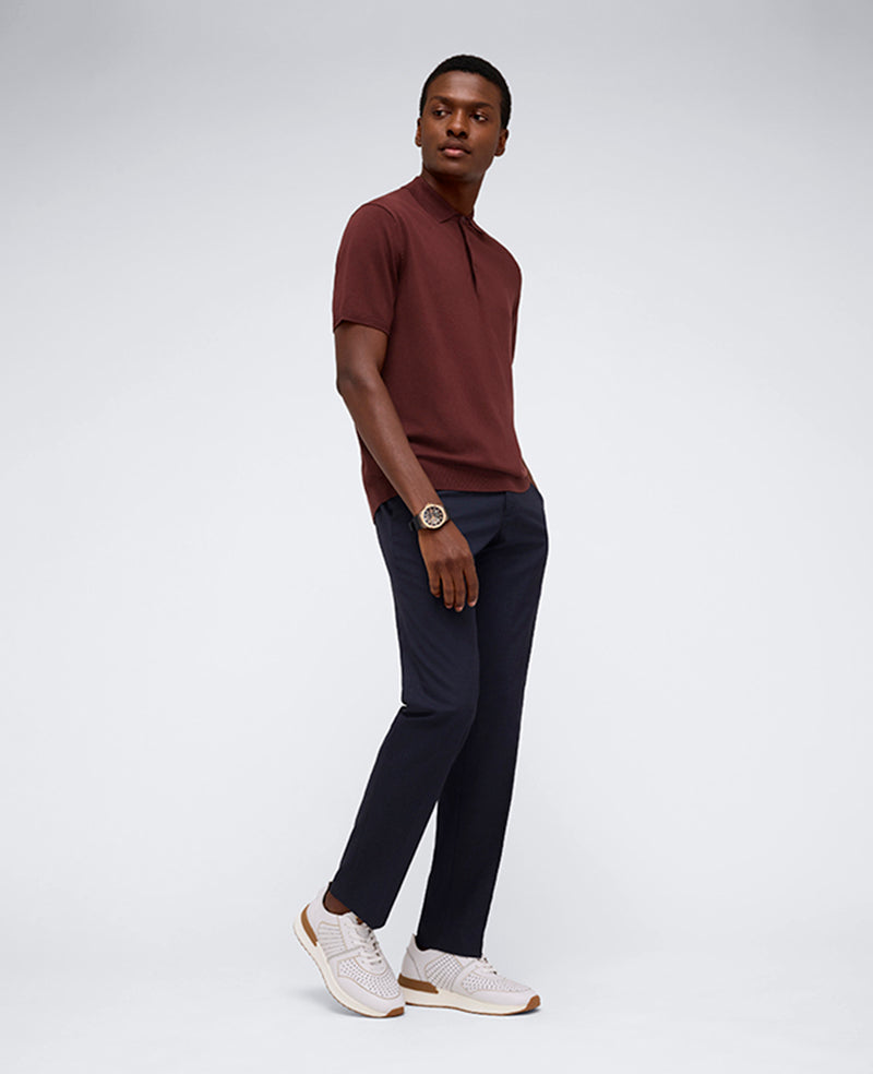 Short Sleeve Polo Sweater Burgundy