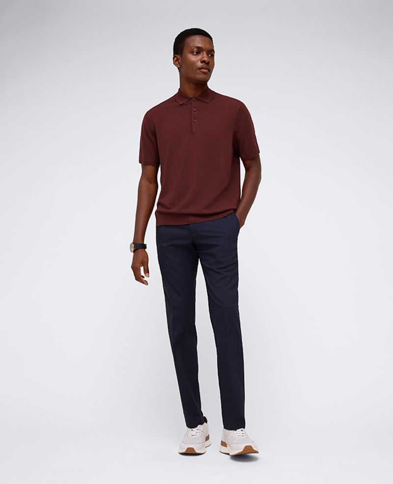 Short Sleeve Polo Sweater Burgundy