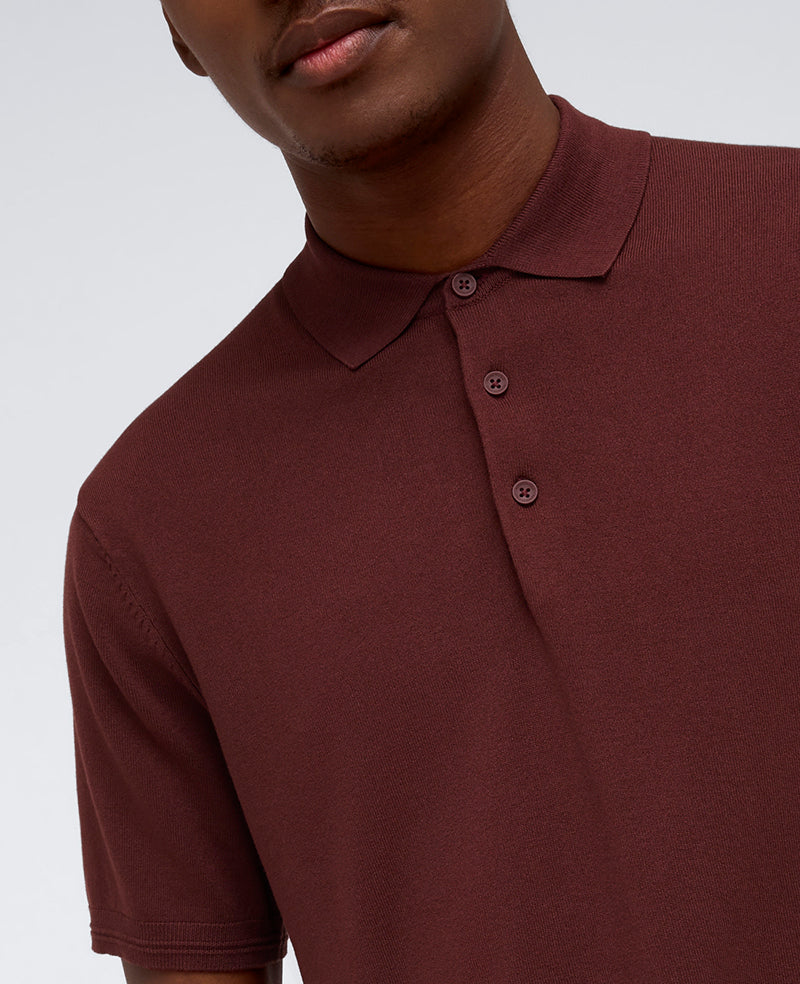 Short Sleeve Polo Sweater Burgundy