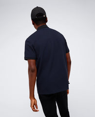 Contrast Placket Button Polo Black