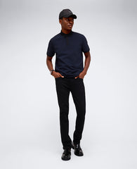 Contrast Placket Button Polo Black