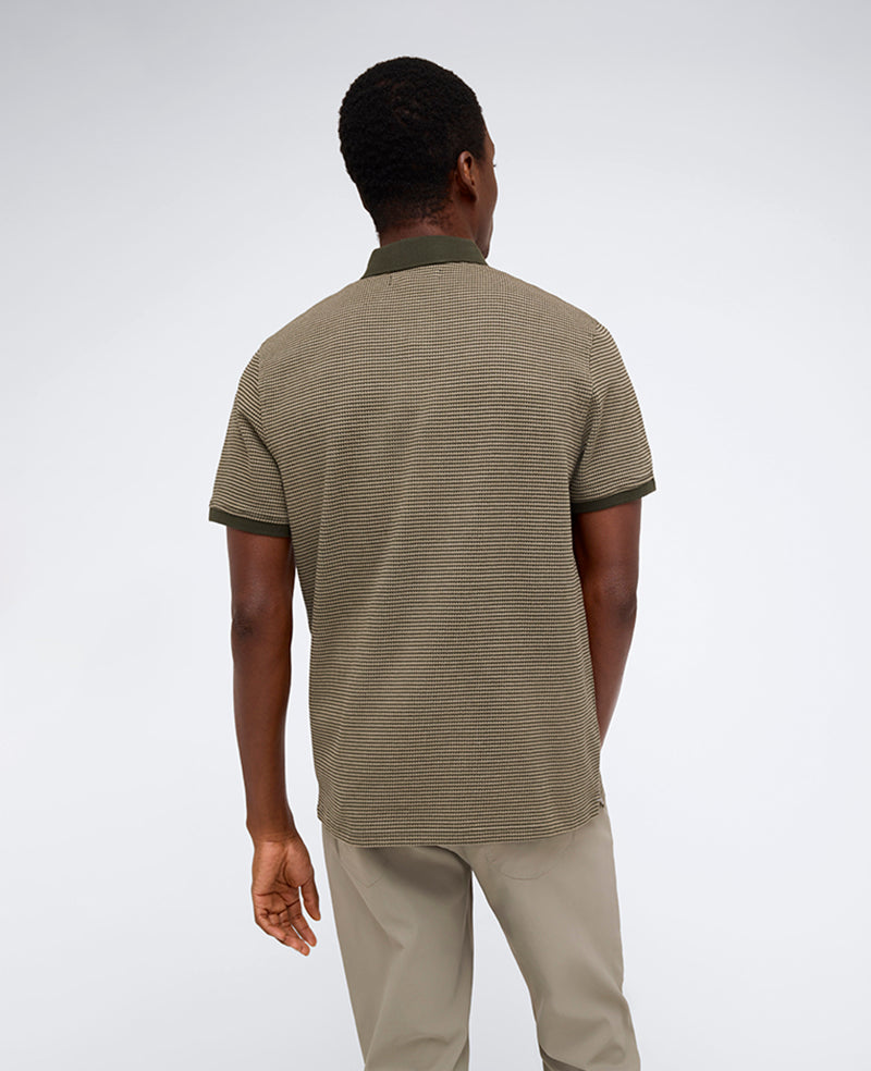 Contrast Placket Button Polo Green