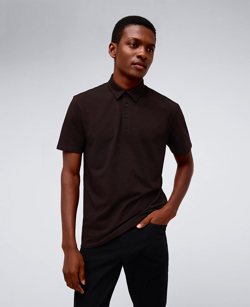 Performance Button Polo Dark Brown