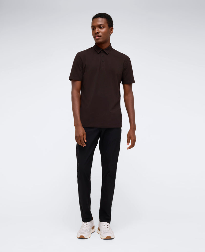 Performance Button Polo Dark Brown