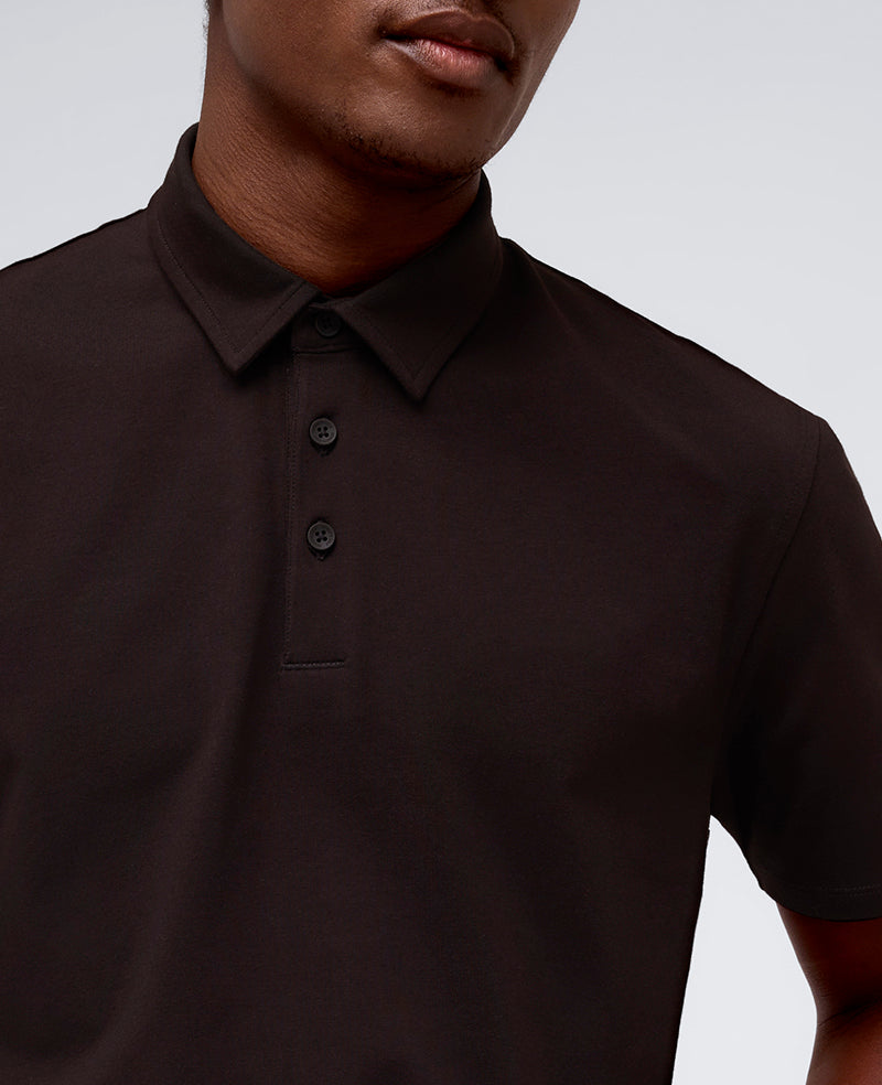Performance Button Polo Dark Brown