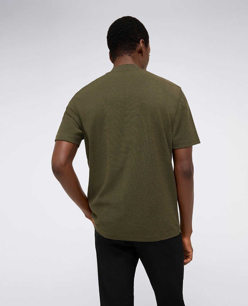 Performance Band-Collar Henley Dark Green