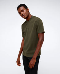 Performance Band-Collar Henley Dark Green