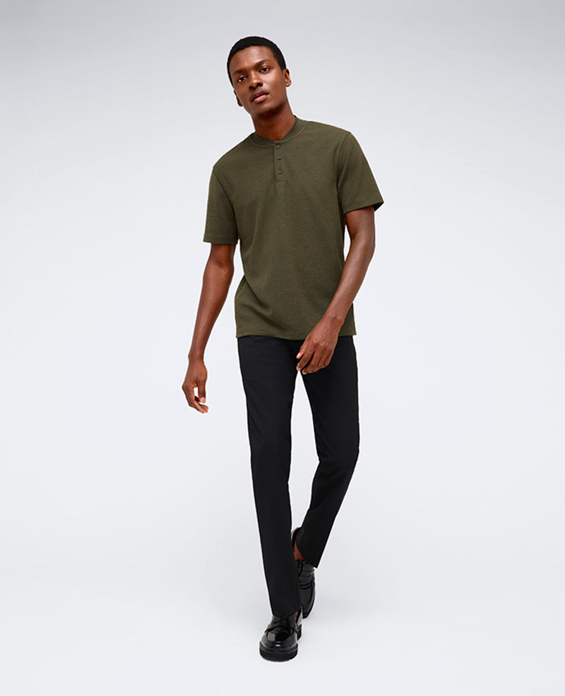 Performance Band-Collar Henley Dark Green