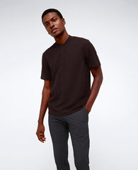 Performance Band-Collar Henley Dark Brown