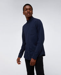 Long Sleeve Button Down Stretch Shirt with Pocket Navy