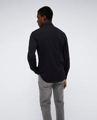 Long Sleeve Button Down Stretch Shirt with Pocket Black