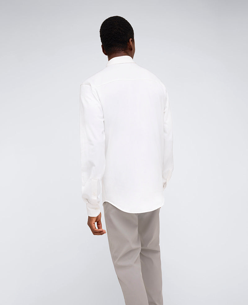 Long Sleeve Button Down Stretch Shirt with Pocket White