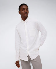 Long Sleeve Button Down Stretch Shirt with Pocket White