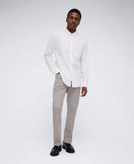 Long Sleeve Button Down Stretch Shirt with Pocket White