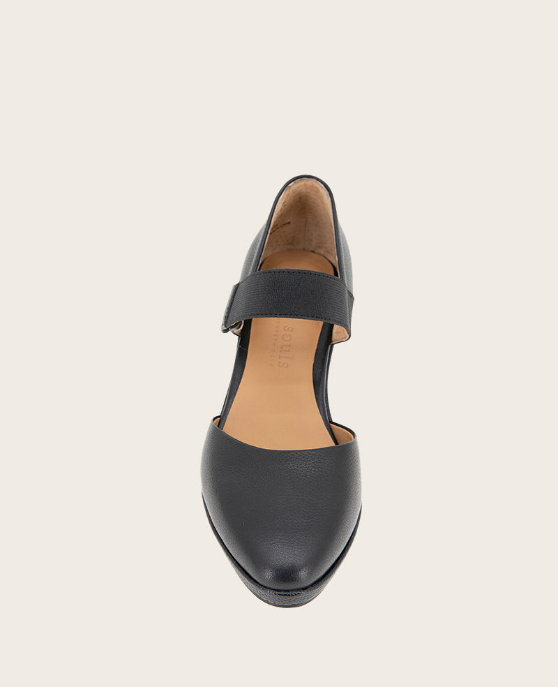 GENTLE SOULS - Oriana Leather Wedge Black Leather