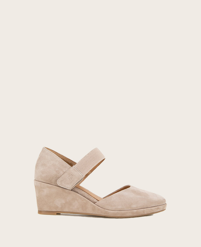 GENTLE SOULS - Oriana Suede Wedge Mushroom Suede