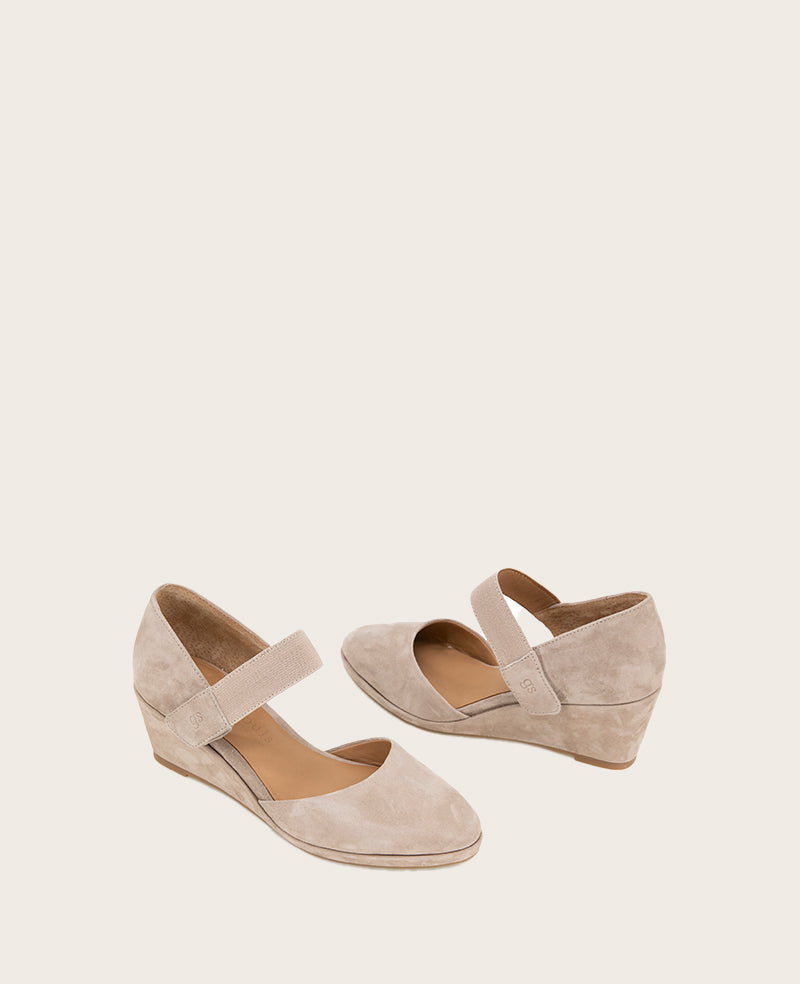 GENTLE SOULS - Oriana Suede Wedge Mushroom Suede