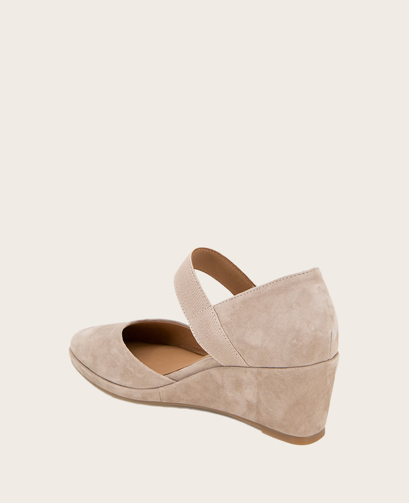 GENTLE SOULS - Oriana Suede Wedge Mushroom Suede