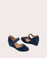 GENTLE SOULS - Oriana Suede Wedge Navy Suede
