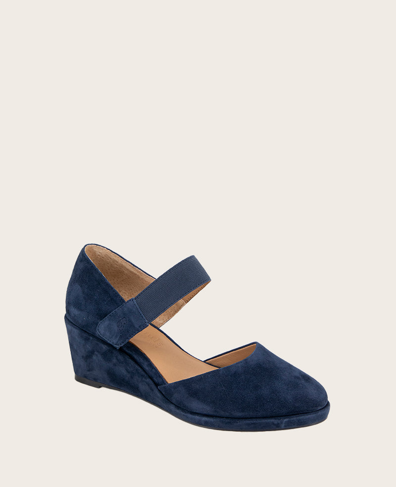 GENTLE SOULS - Oriana Suede Wedge Navy Suede