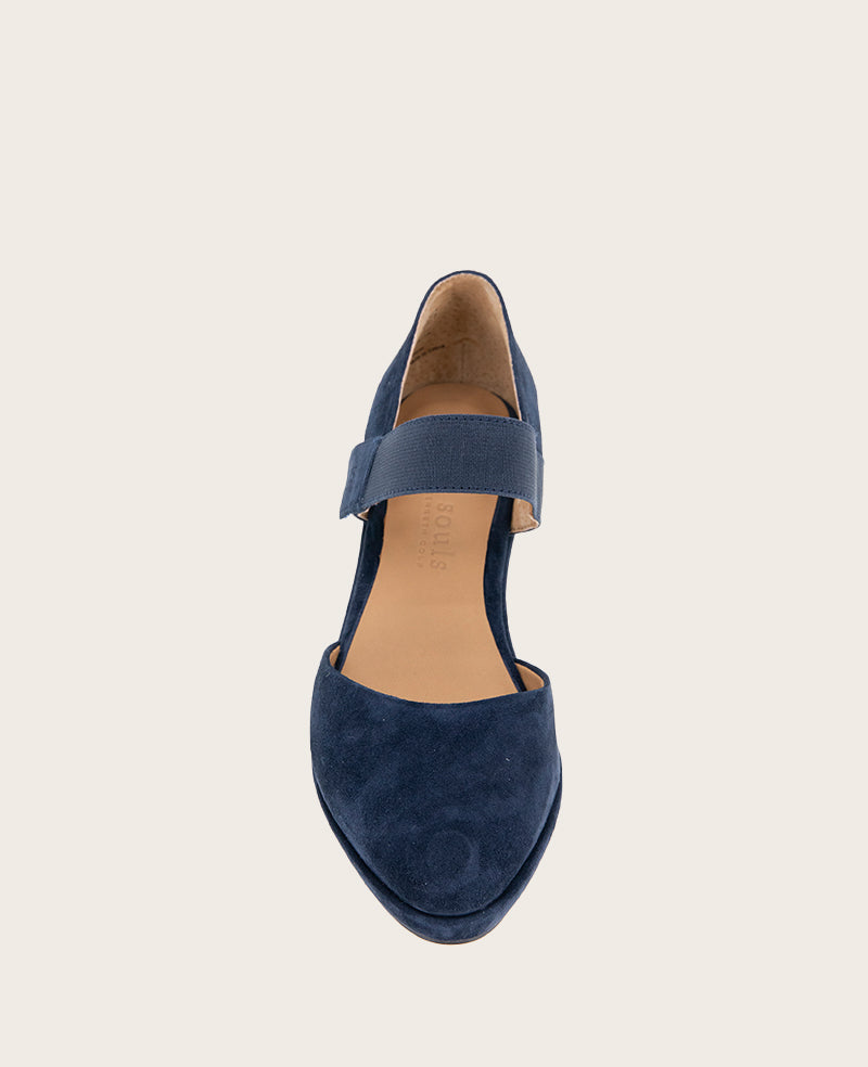 GENTLE SOULS - Oriana Suede Wedge Navy Suede
