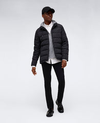 Puffer with Attached Jersey Hood Black