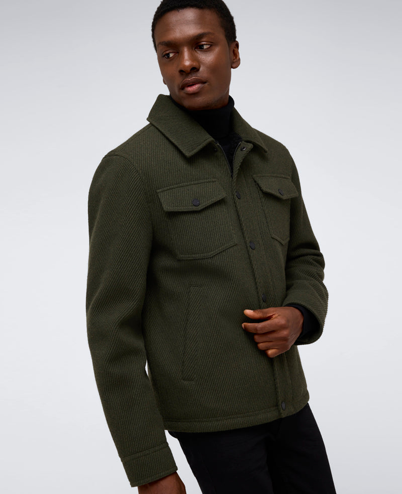 Heavyweight Twill Trucker Jacket Olive