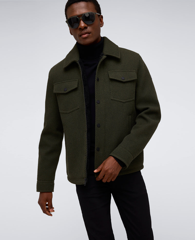 Heavyweight Twill Trucker Jacket Olive