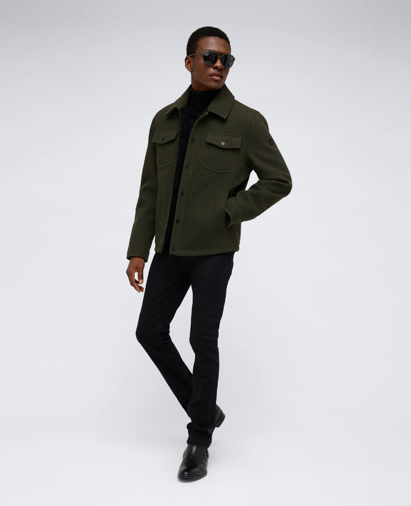 Heavyweight Twill Trucker Jacket Olive