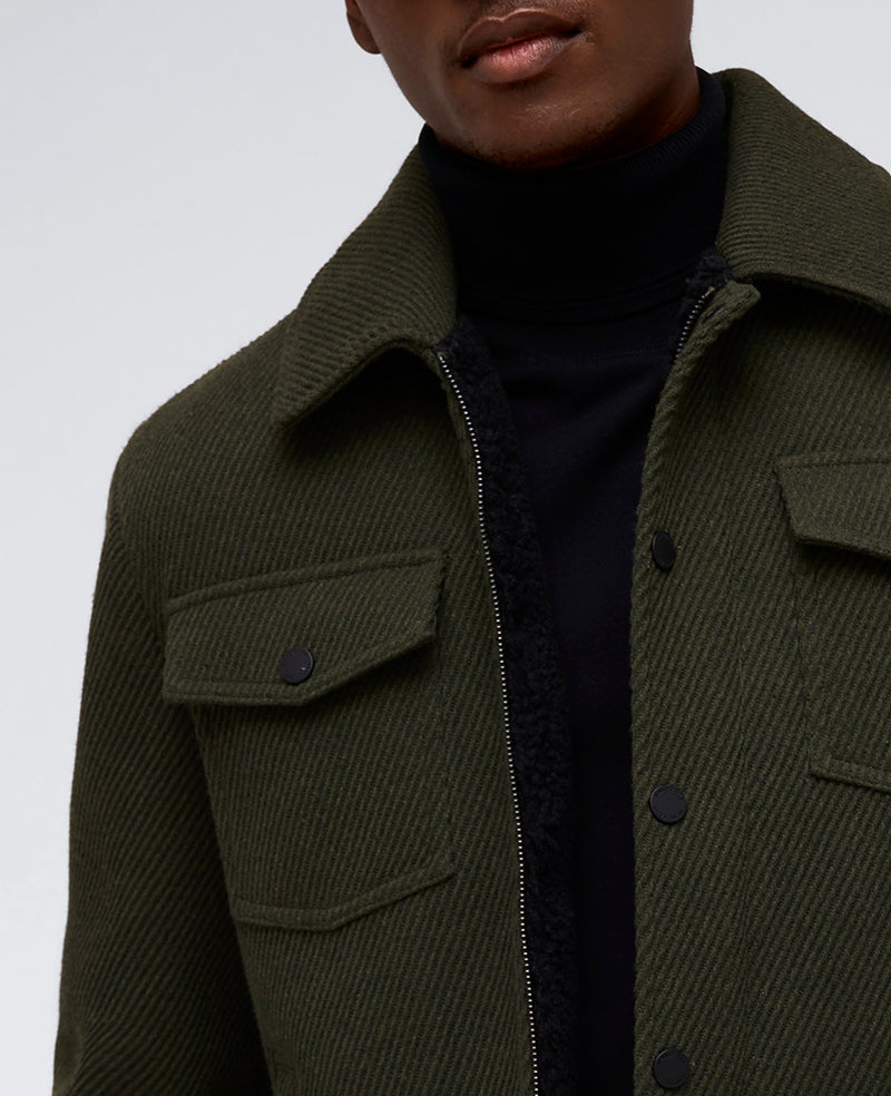 Heavyweight Twill Trucker Jacket Olive