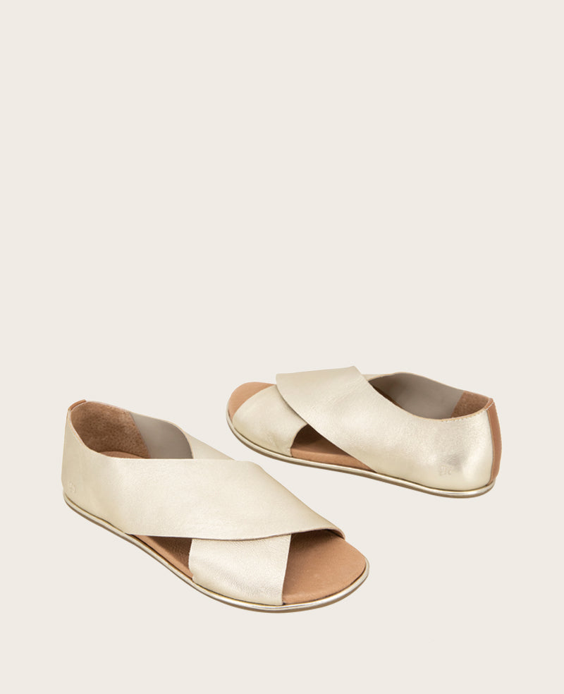 GENTLE SOULS - Laniey X-Band Leather Sandal Champagne