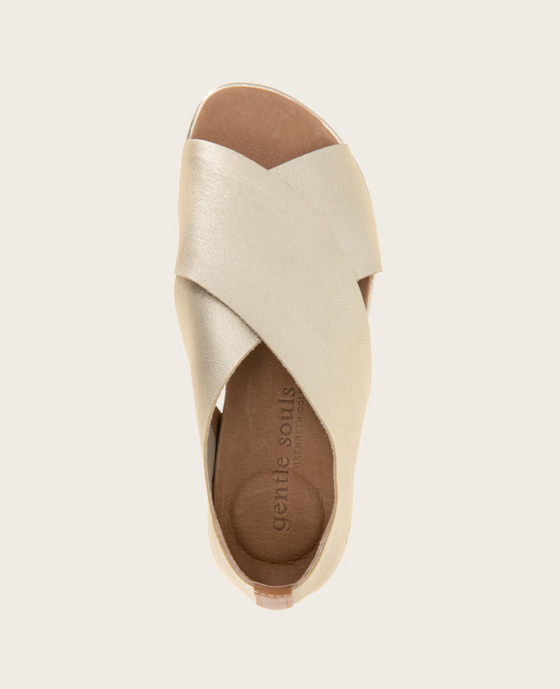 GENTLE SOULS - Laniey X-Band Leather Sandal Champagne