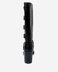 Emmett Leather Buckle Boot Black Leather