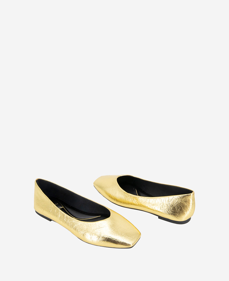 Johanna Metallic Leather Ballet Flat Gold