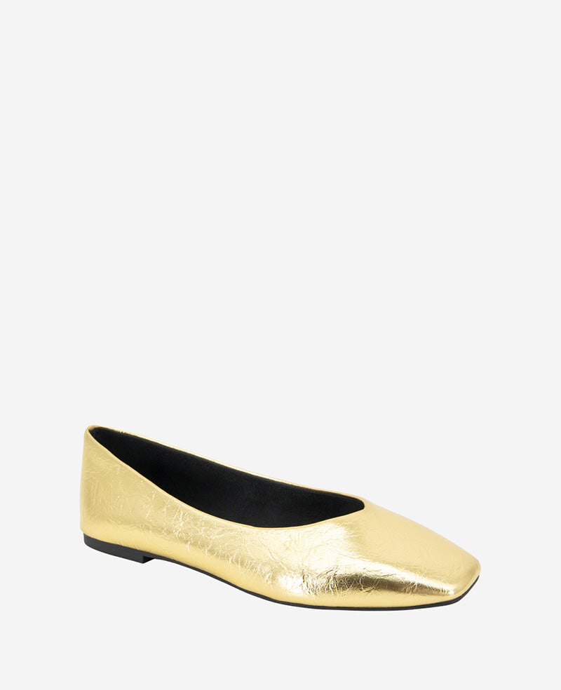 Johanna Metallic Leather Ballet Flat Gold