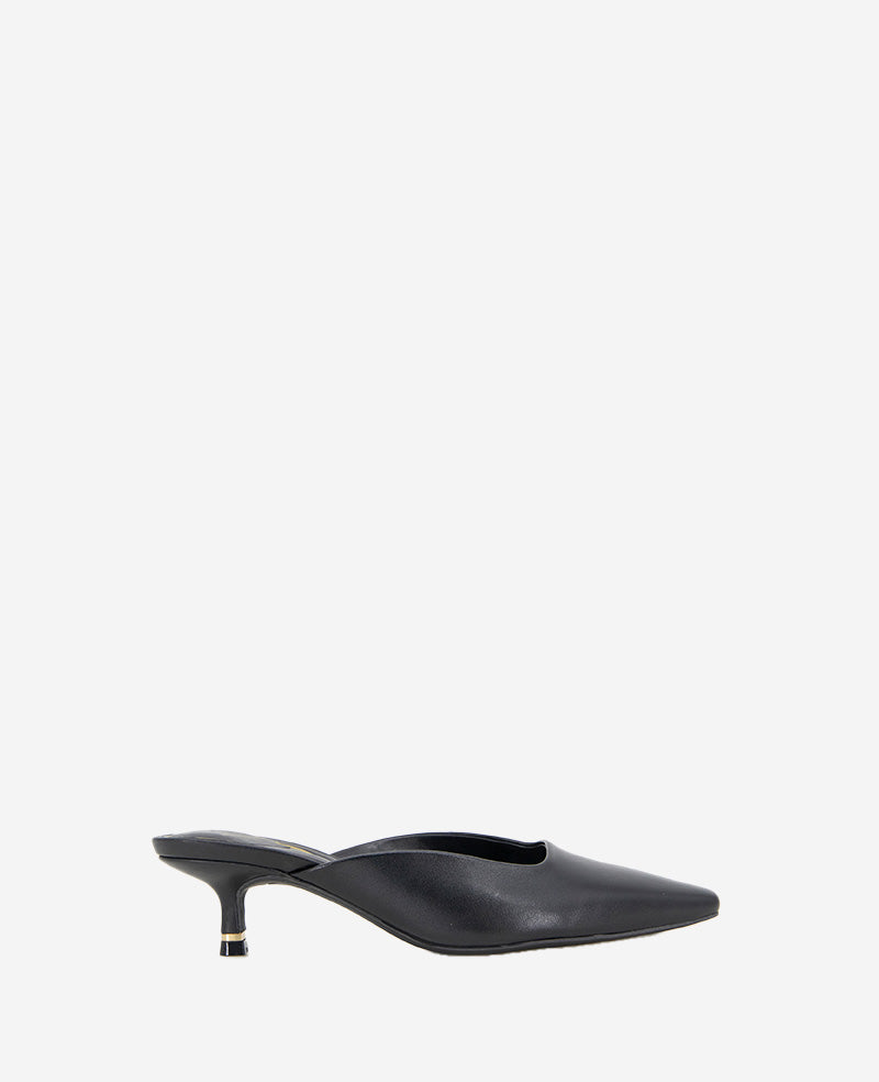 Margo Leather Kitten Heel Mule Black Leather