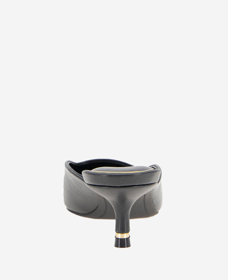 Margo Leather Kitten Heel Mule Black Leather