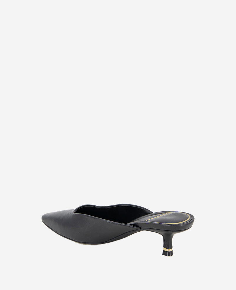 Margo Leather Kitten Heel Mule Black Leather
