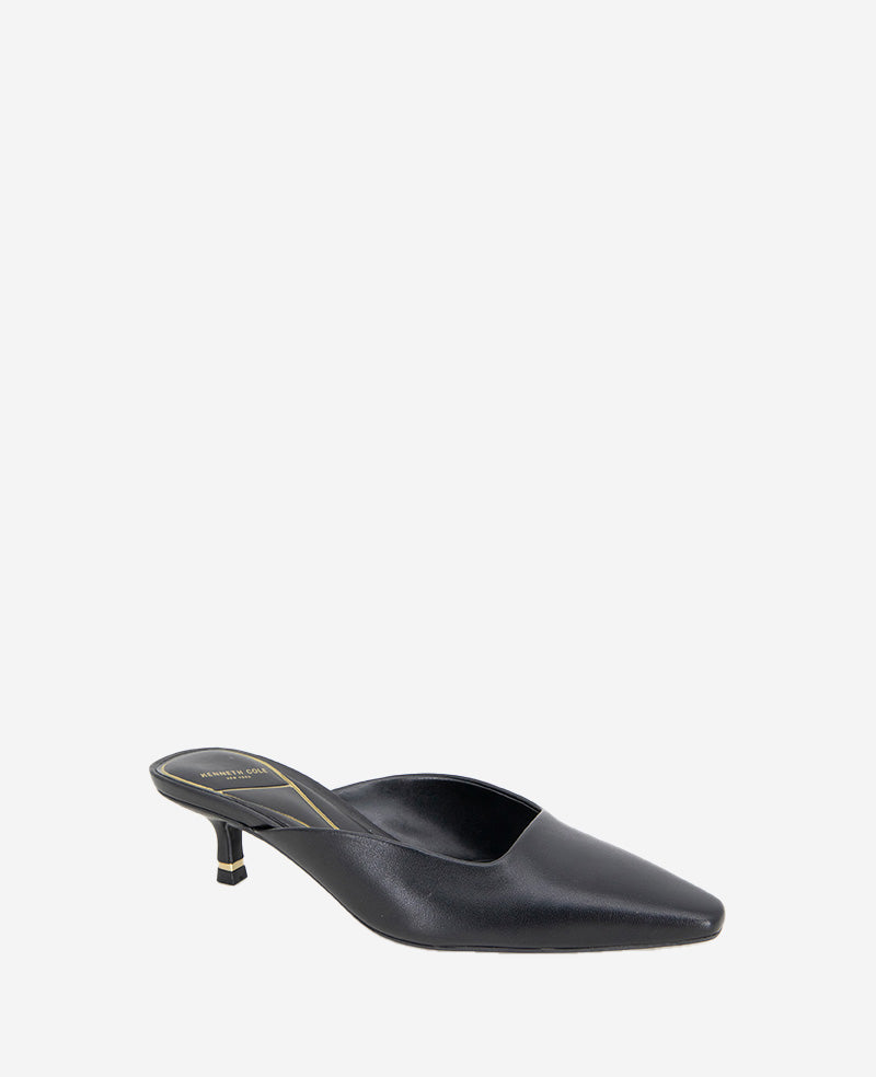 Margo Leather Kitten Heel Mule Black Leather