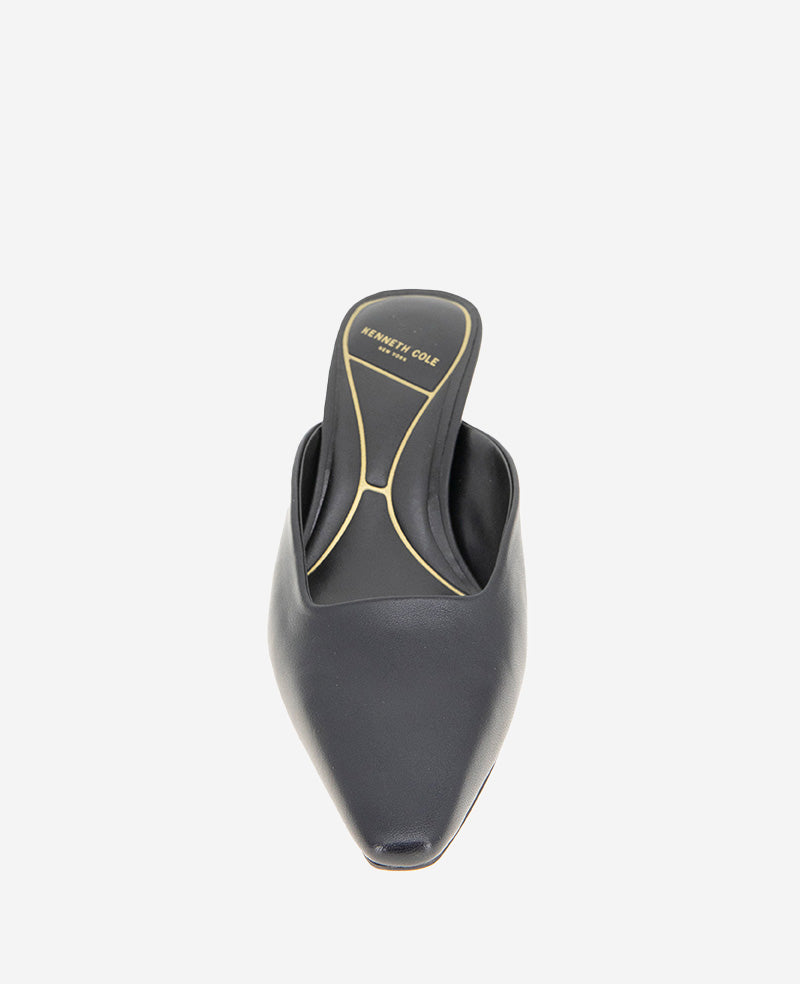 Margo Leather Kitten Heel Mule Black Leather