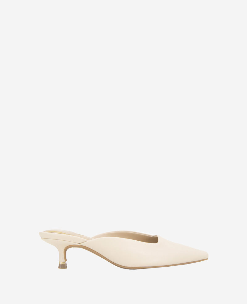 Margo Leather Kitten Heel Mule Whitecap Leather