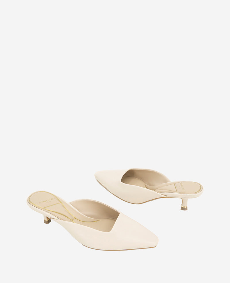 Margo Leather Kitten Heel Mule Whitecap Leather