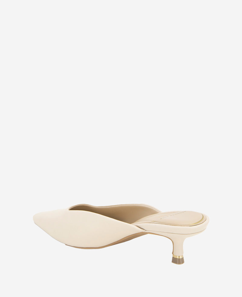 Margo Leather Kitten Heel Mule Whitecap Leather