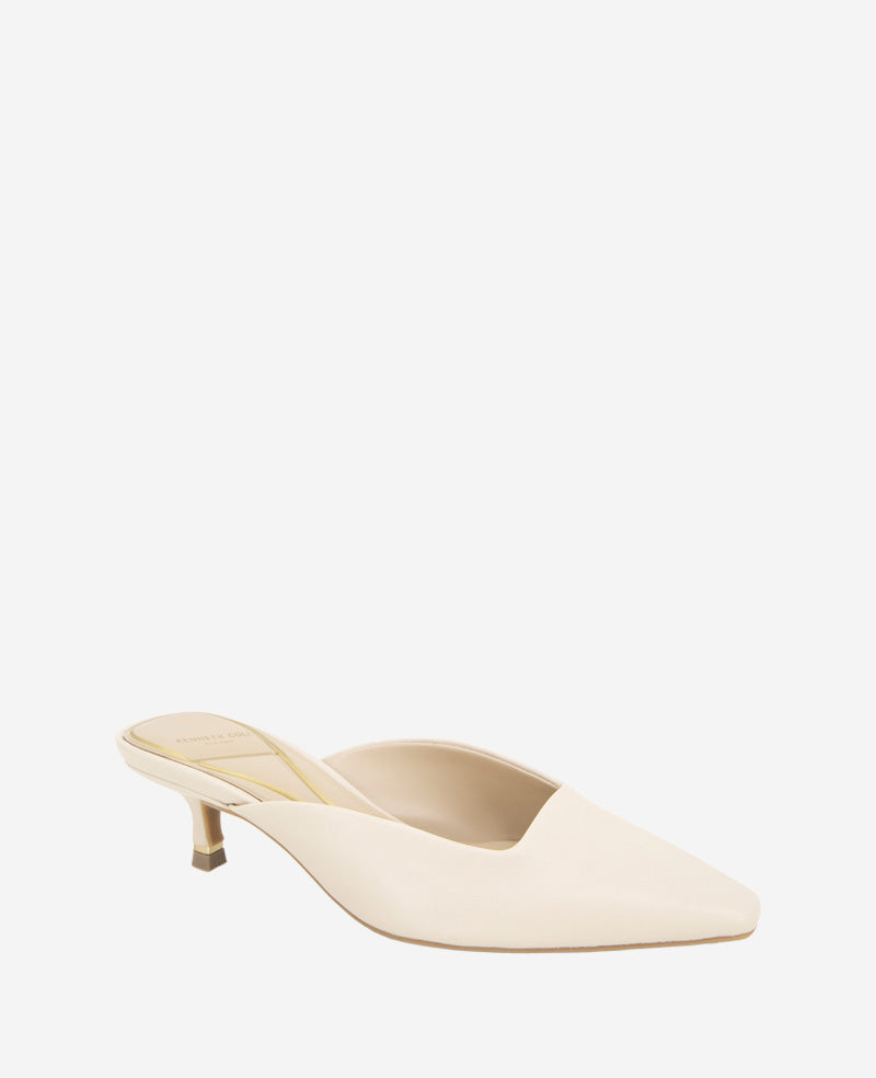 Margo Leather Kitten Heel Mule Whitecap Leather