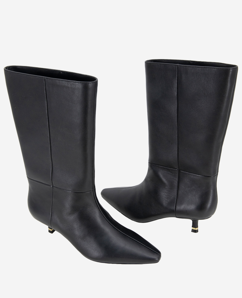 Meryl Leather Bootie Black Leather