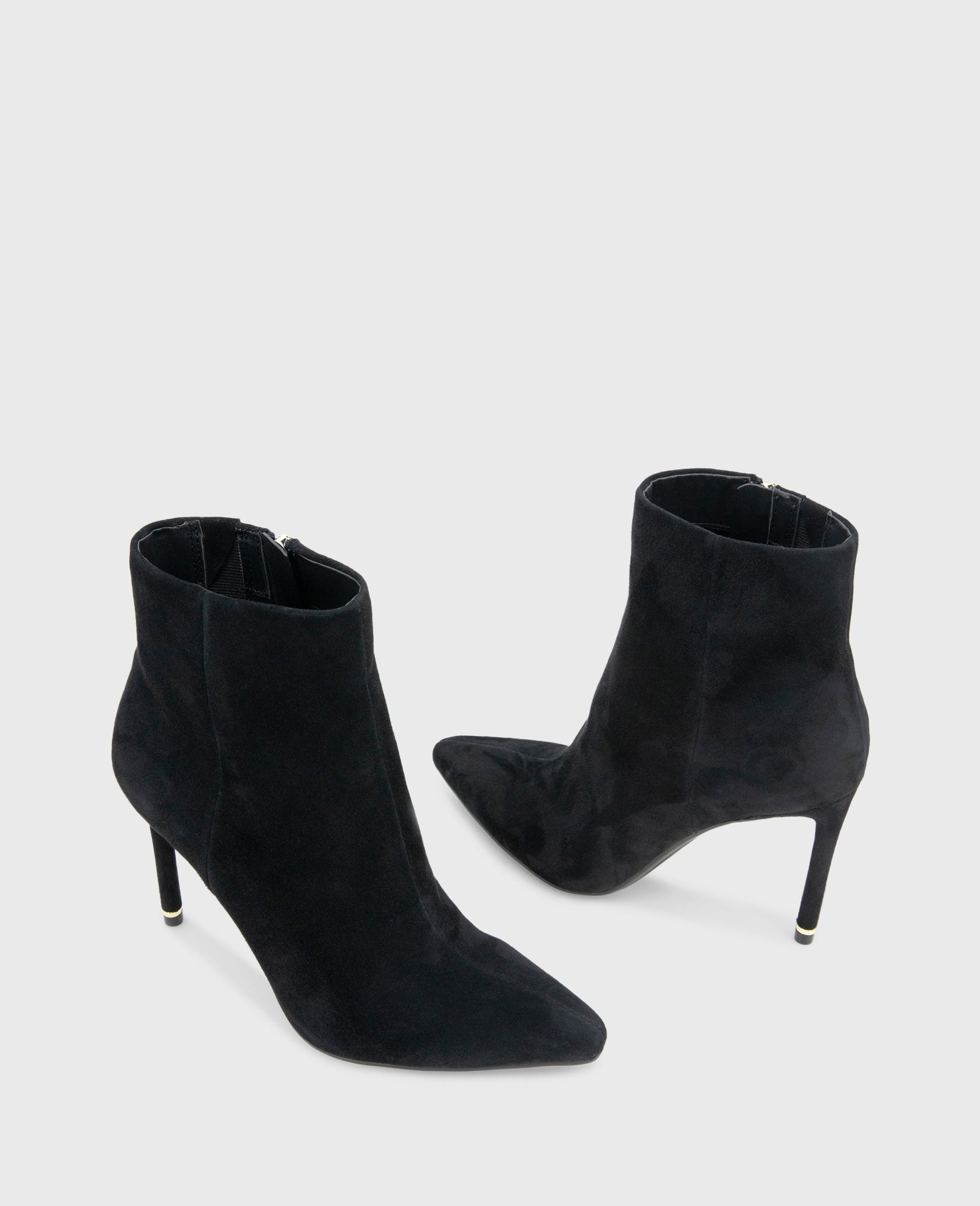 Quincy Suede Heel Ankle Bootie Black Suede