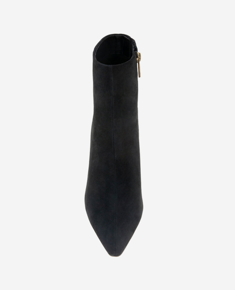 Quincy Suede Heel Ankle Bootie Black Suede