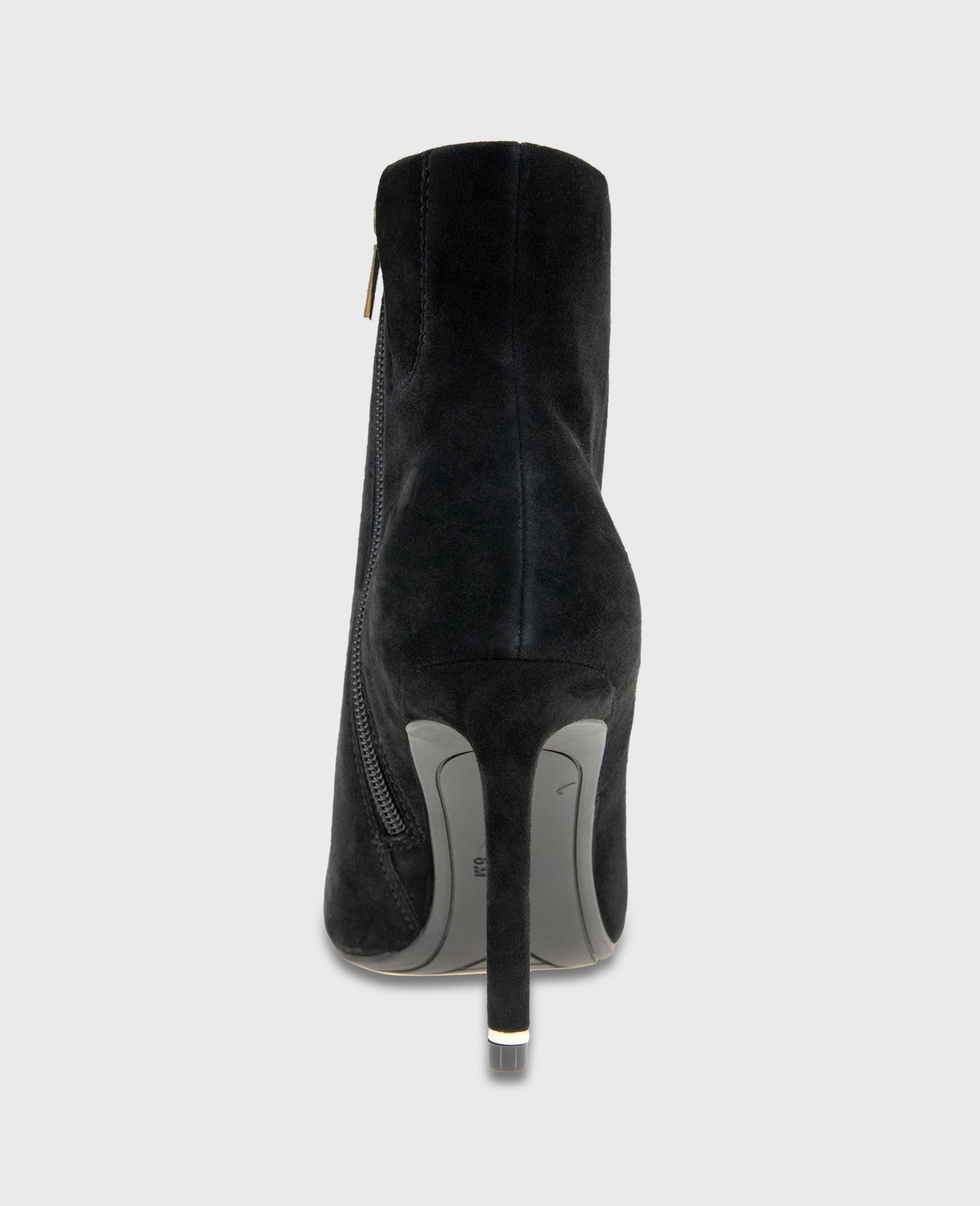 Quincy Suede Heel Ankle Bootie Black Suede